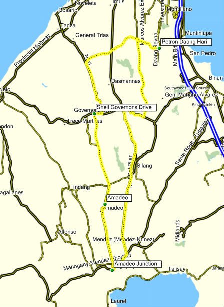 Map going up to Tagaytay