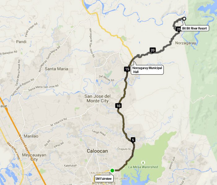 The route map going to Hilltop