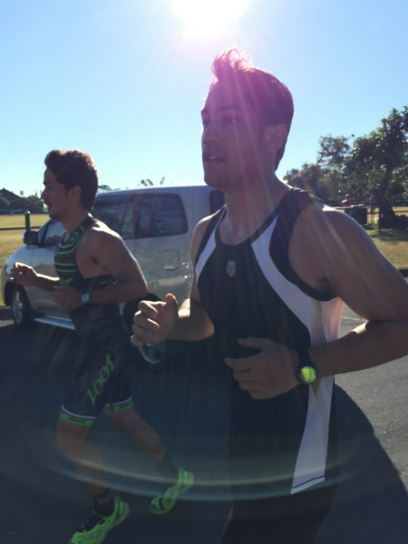 Victor Basa training with friend and fellow athlete Marlon Stockinger