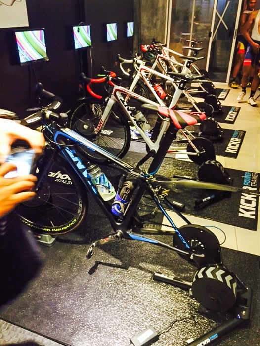 Bikes of the Philippine Navy Standard Insurance Cycling Team are prepped and ready for a Sufferfest session