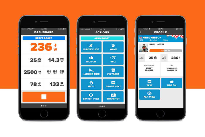 The Zwift mobile app