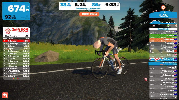 An all-out sprint isn’t always safe to do on an outdoor training ride but in Watopia it is