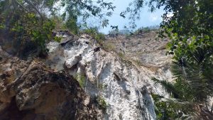 Worm's eye view of the wall to climb