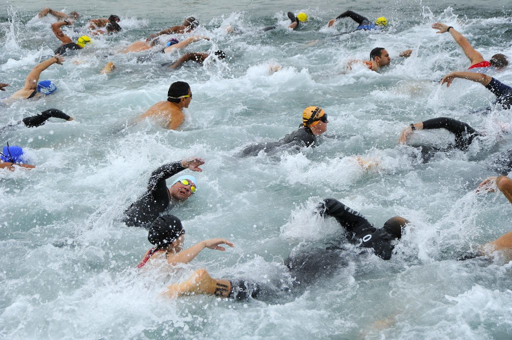 Your heart rate is at its highest during the open-water swim