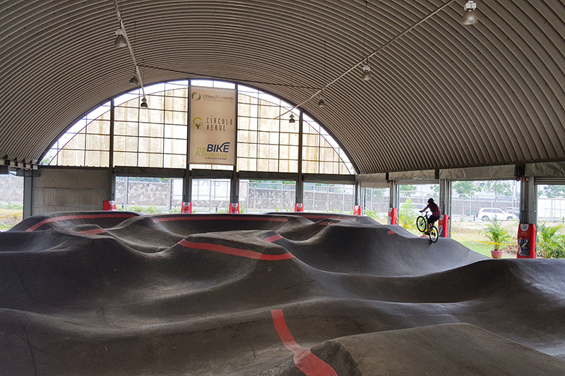 The pump track is built by Velosolutions headed by Swiss mountain biking luminary Claudio Caluori
