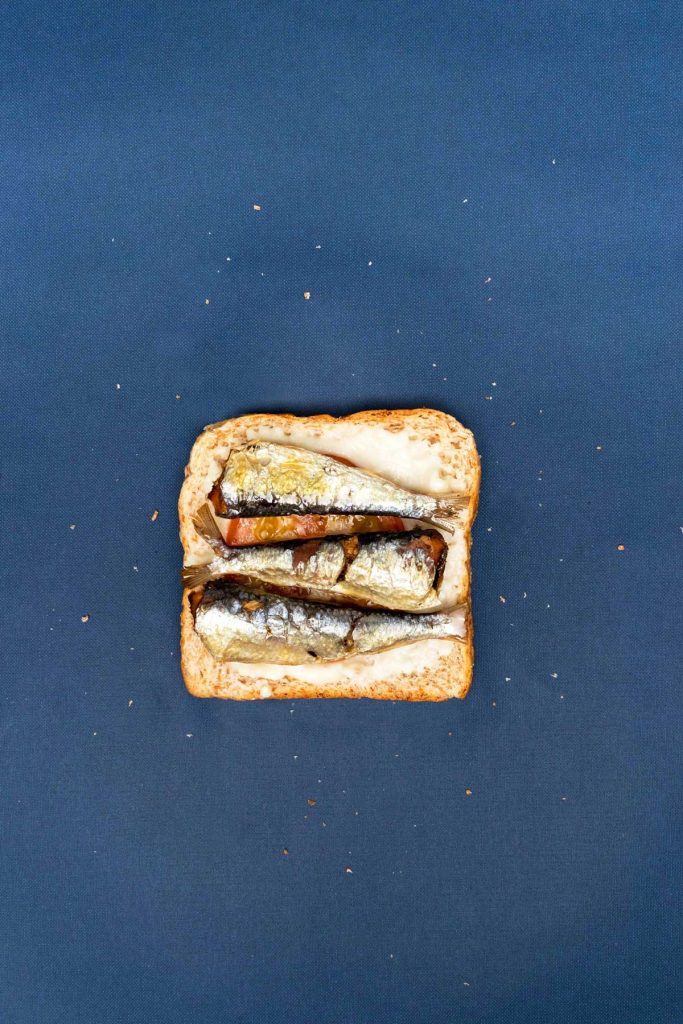 Sardines, tomato, and aioli toast