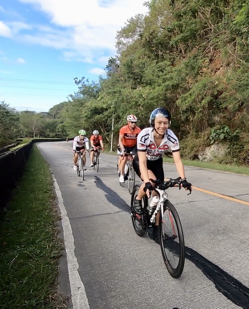 Hannah Yulo and her team on a bike ride in Sierra Madre
