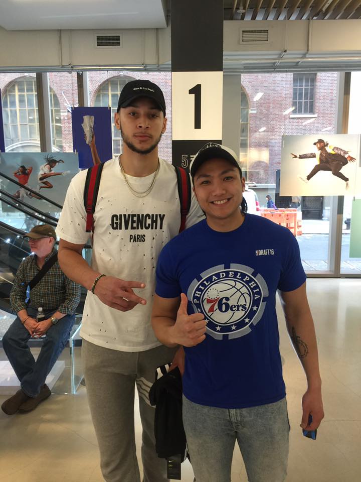 Arellano with the Sixers' star rookie Ben Simmons