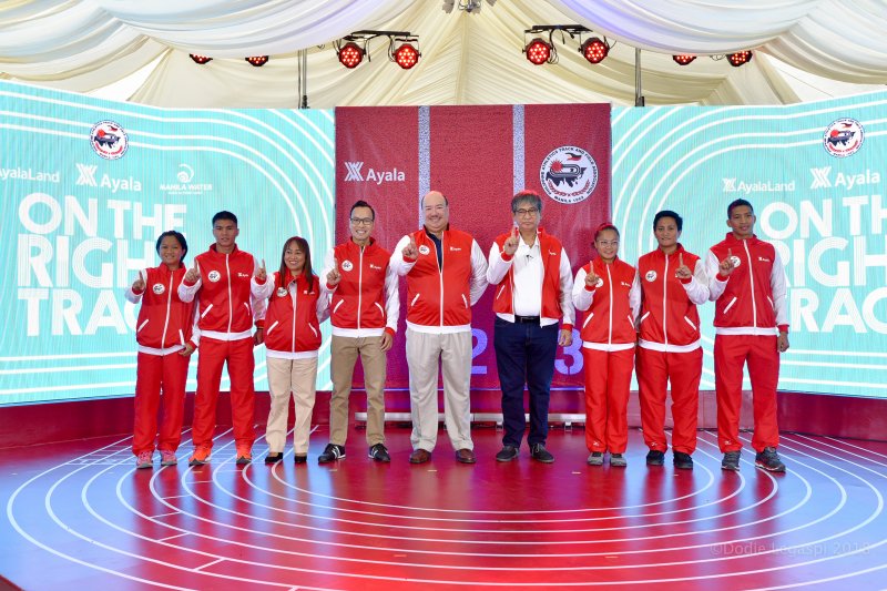 The PATAFA athletes with executives from Ayala Corporation