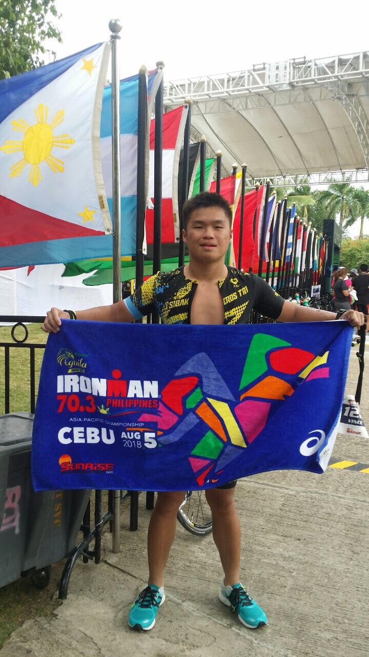Vince Ang poses for a photo after an intense finish at the Regent Aguila Ironman 70.3 race in Cebu last week