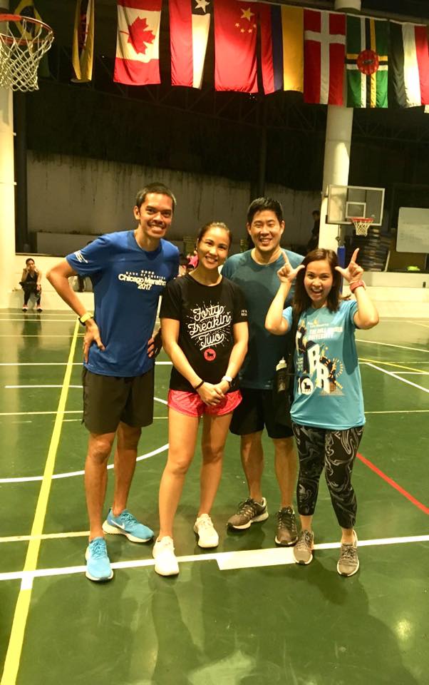 Author JV Wong with Jaymie Pizarro and their run coaches