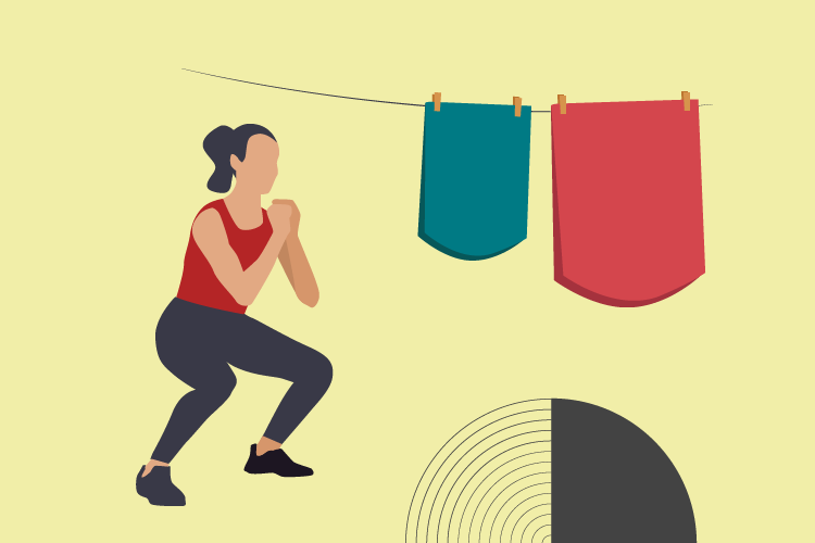 Household chores as workouts: Hanging laundry and squats