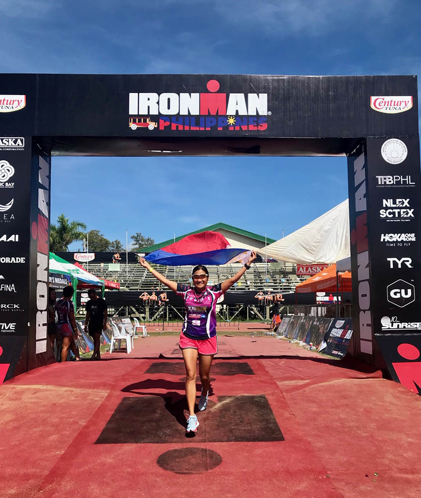 Andrea Calleja finishing Ironman Philippines in 2018