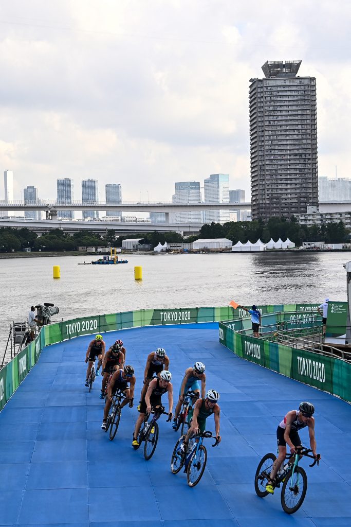 Athletes compete in the men's individual triathlon competition during the Tokyo 2020 Olympic Games