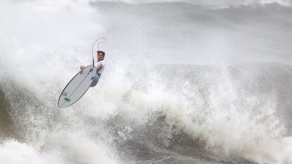 Surfing coverage at the Olympics: Gabriel Medina of Brazil in action during Heat 2