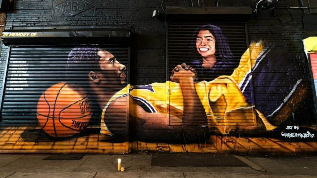 In Brooklyn, specifically the Barclays Center, a mural for Kobe was made by a local artist Efren Andaluz