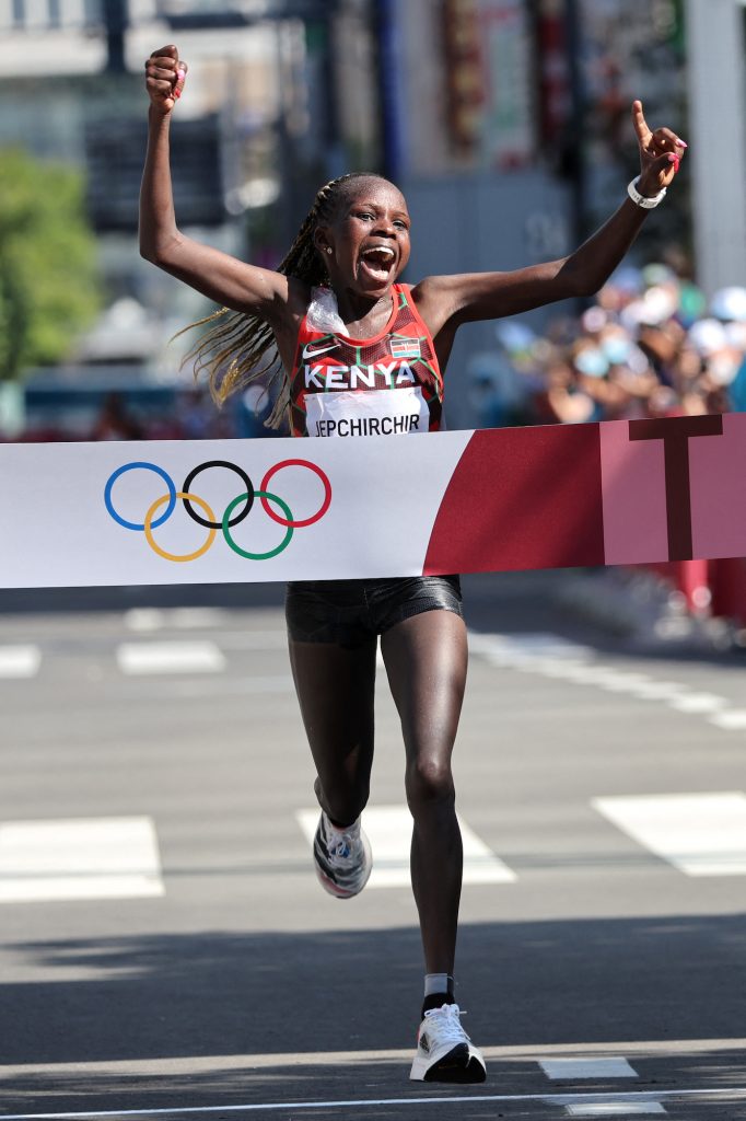 Kenya's Peres Jepchirchir wins the women's marathon final during the Tokyo 2020 Olympic Games in Sapporo