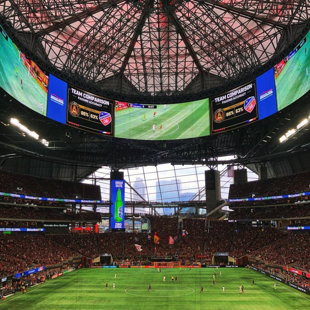 What makes this sports venue good for the environment? The Mercedes-Benz Stadium is powered by solar energy