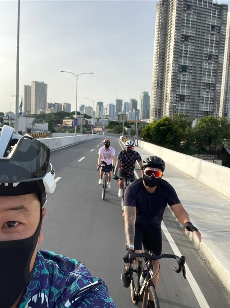 Out riding with his group of cyclist friends Jevis Aguila, Andre Tani, and Mark Gonzaga. "I ride with this group often and learn a lot in the process," says chef Francis Lim