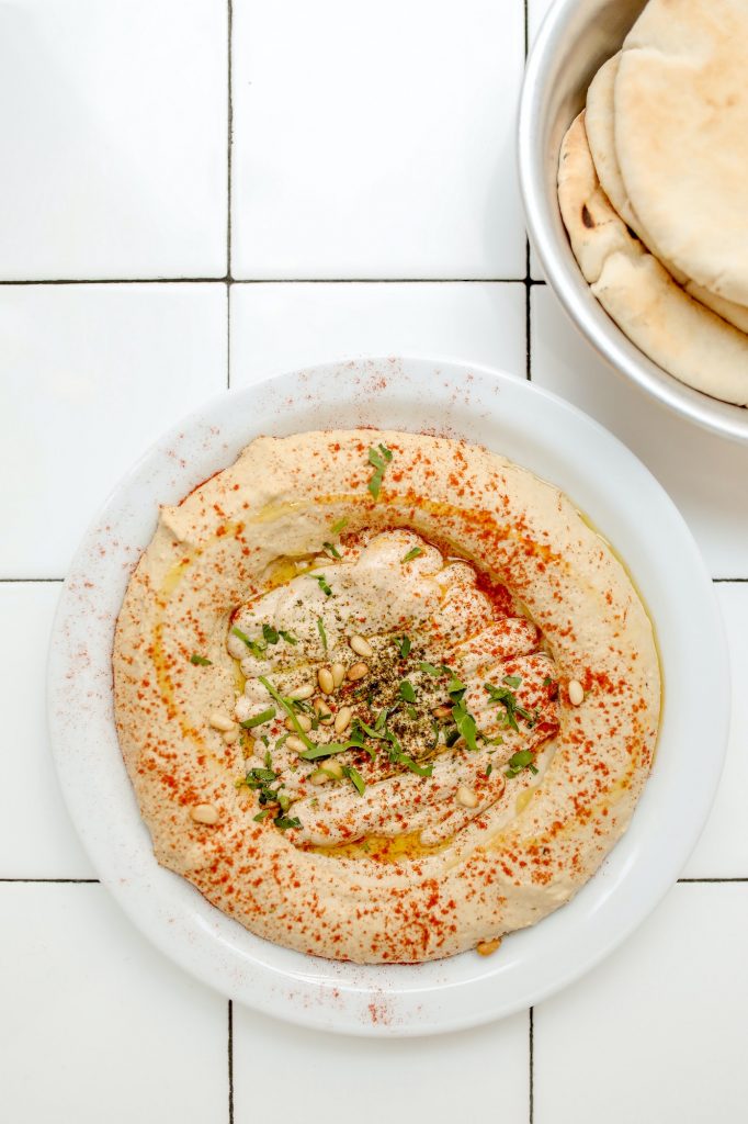 Chickpeas in hummus are loaded with insoluble fiber—the kind that helps lessen cholesterol and improve digestive health
