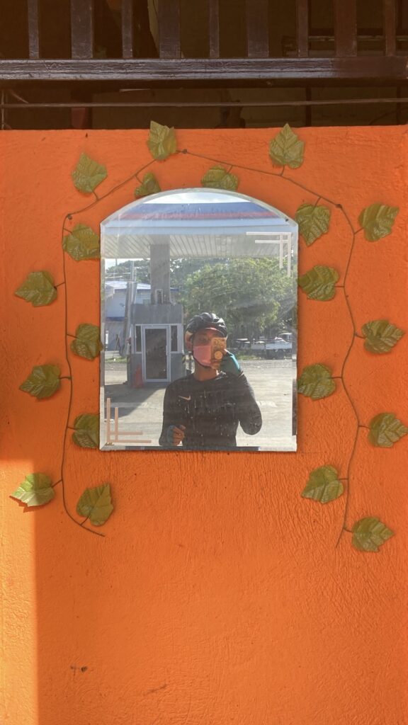 Me biking is 30 percent taking photos, 30 percent eating, 30 percent rest, and 10 percent grinding. This was a gas station selfie taken before taking on Pililla-Bugarin incline