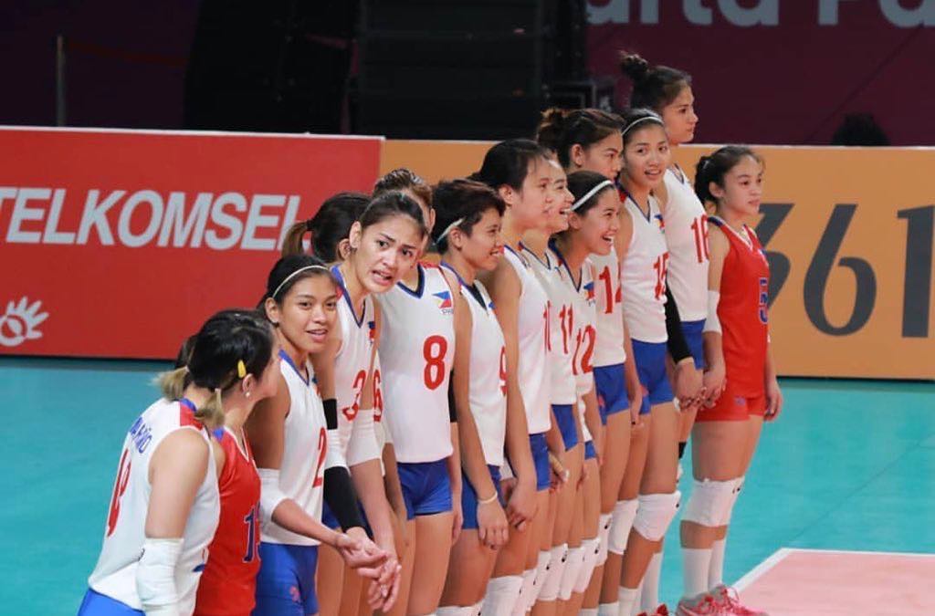 The Philippine women's volleyball team in fighting form