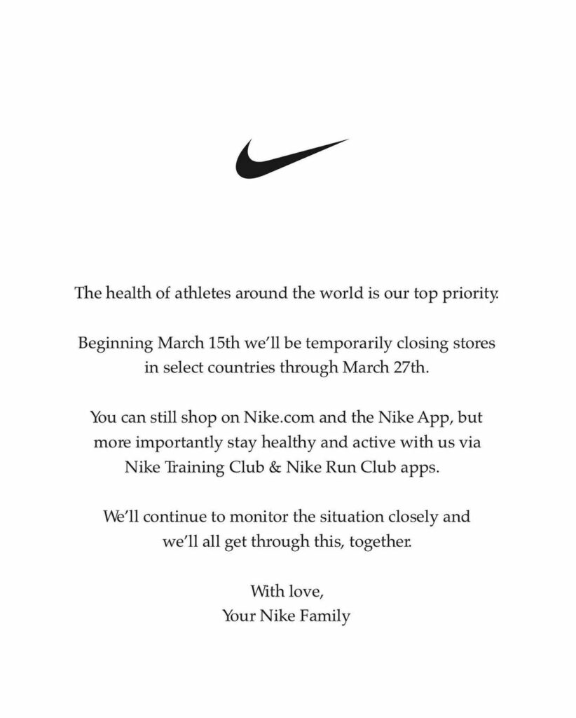 Nike is focusing on the brand’s digital training platforms, specifically Nike Training Club and Nike Run Club