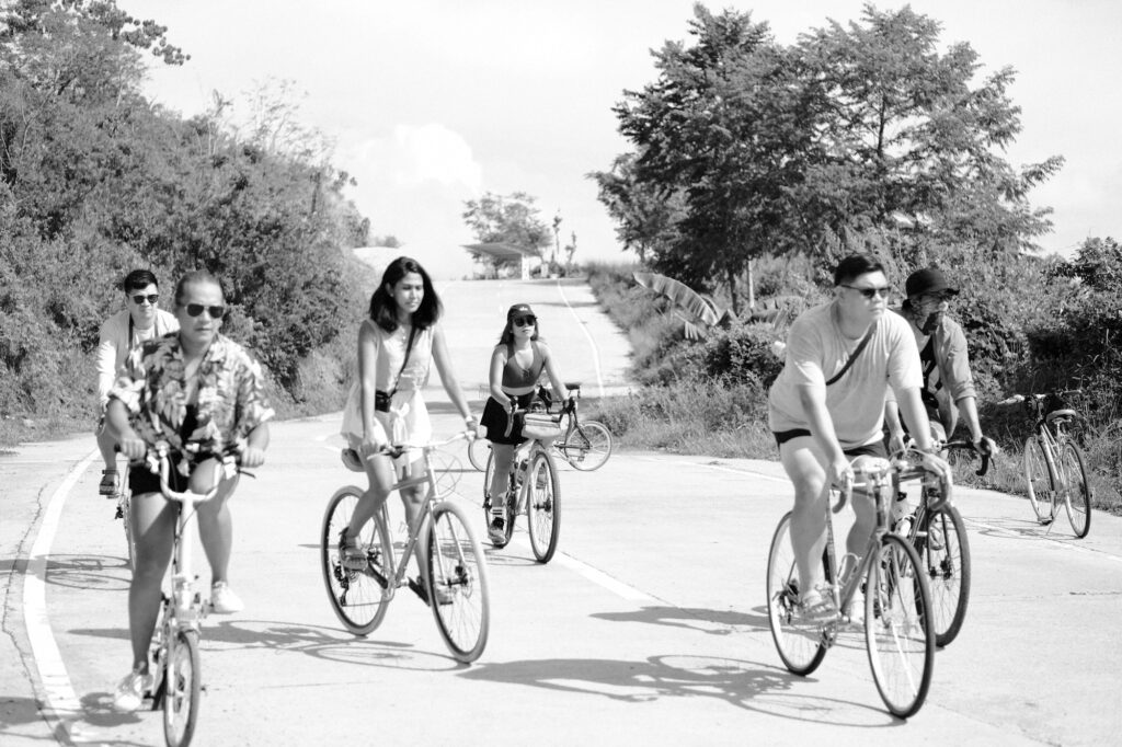 Meet some of the Meet and Ride members: (front) Thysz Estrada, Timi Abutog, and Gab Fuentes; (back) GP Pantig, LA Gonzales, and Kevin Vitug