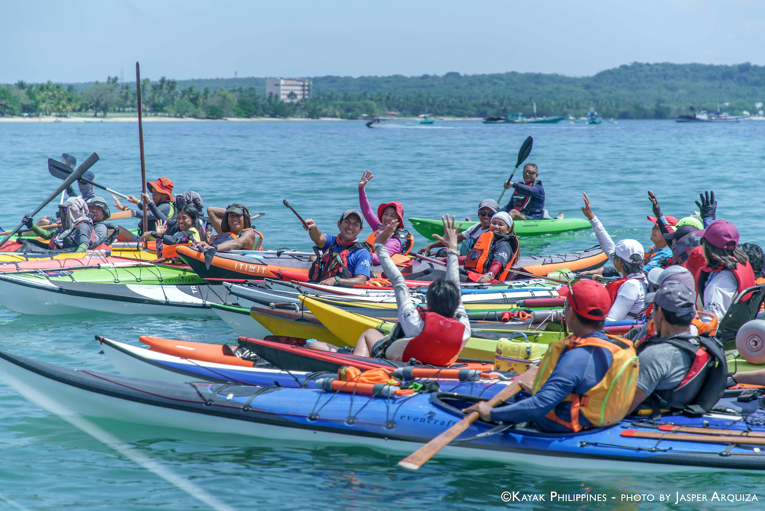Paddlers from Cagayan de Oro, Sorsogon, Palawan, and Kayak Asia Bohol sharing a light moment out in the sea