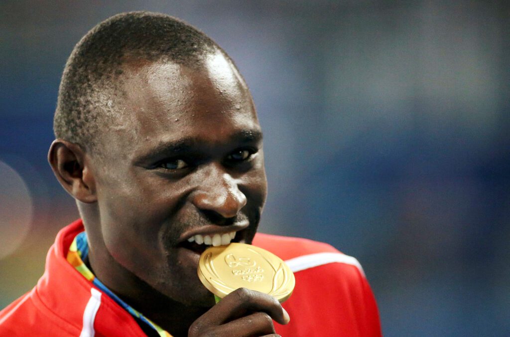Gold medalist David Rudisha of Kenya