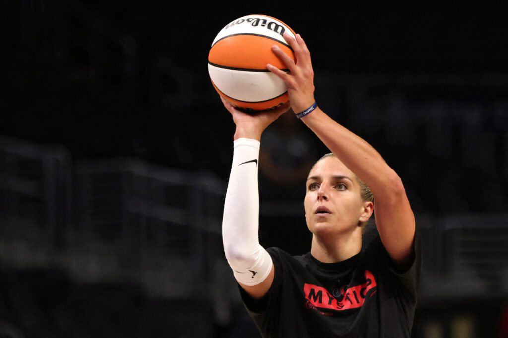 Women's Month: Elena Delle Donne #11 of the Washington Mystics warms up ahead of a game against the Los Angeles Sparks at Crypto.com Arena on July 12, 2022 in Los Angeles, California