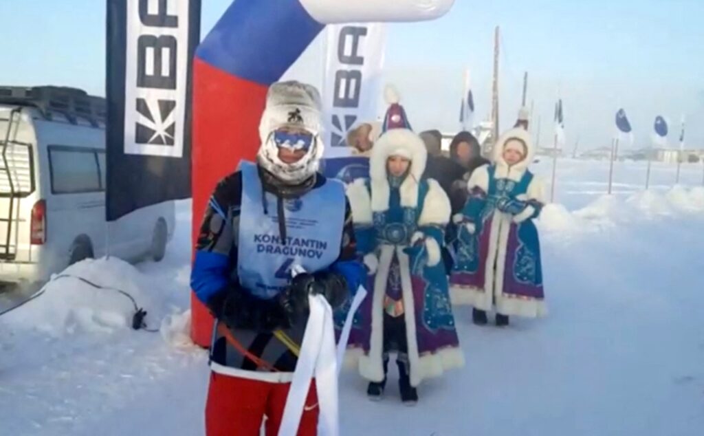 Athletes take part in a marathon in Siberia at very low temperatures in Oymyakon, Yakutia, Russia January 12, 2024 in this still image taken from video. Reuters TV via REUTERS